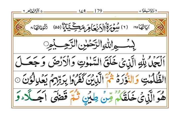 Surah Al Anam Page 1